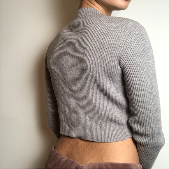 Brandy Melville Ribbed High Neck Cropped Long Sleeve! - Picture 2 of 4